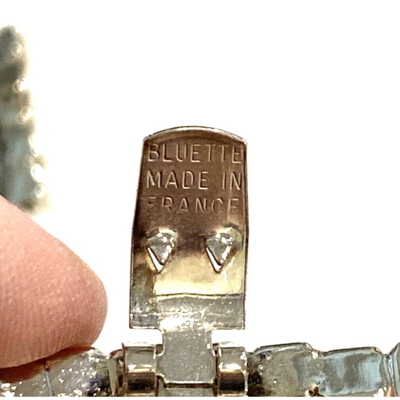 Vintage Bluette Shoe Clips clear white rhinestones on silvertone Made in France - Picture 4 of 7